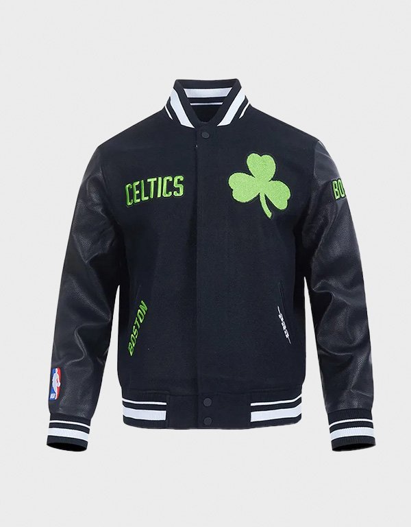 boston celtics chenille black varsity jacket boston celtics chenille black varsity jacket