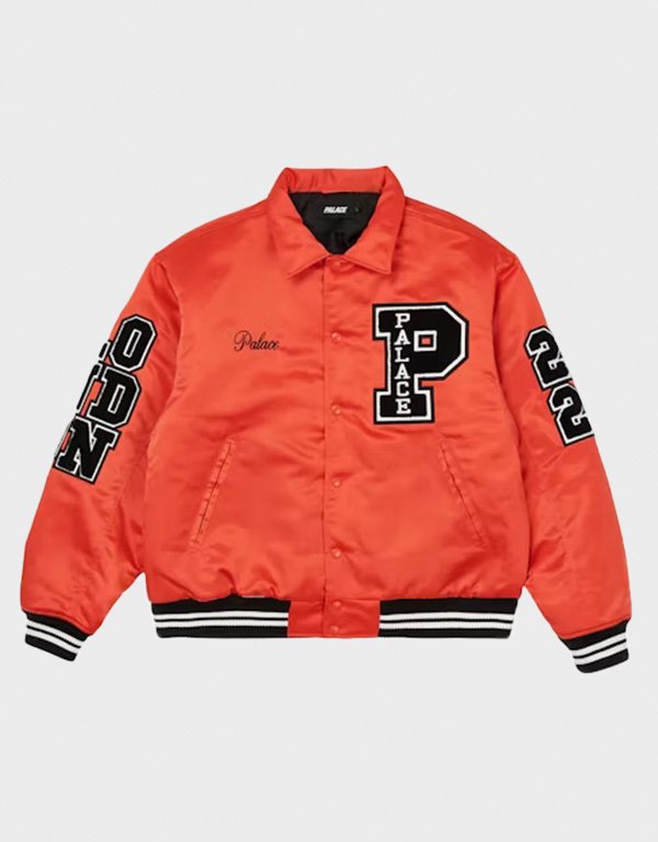 palace satin orange varsity jacket palace satin orange varsity jacket