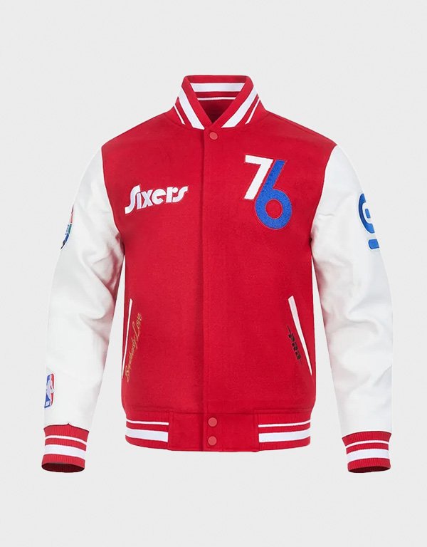 philadelphia 76ers chenille red varsity jacket philadelphia 76ers chenille red varsity jacket