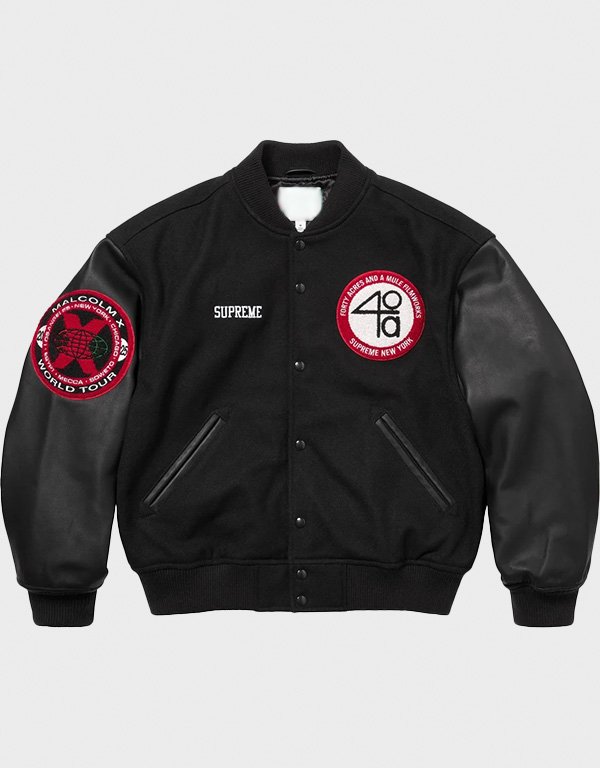 supreme x 40 acres malcolm varsity jacket supreme x 40 acres malcolm varsity jacket