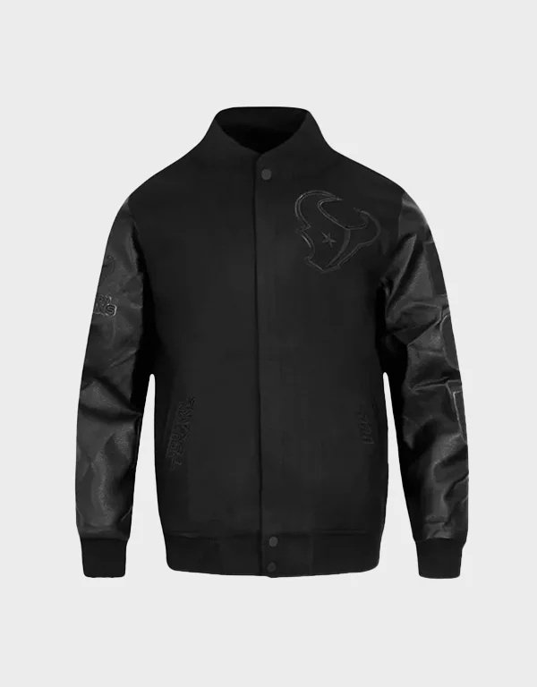 houston texans triple black varsity jacket houston texans triple black varsity jacket