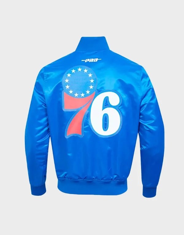 philadelphia 76ers classic big logo royal satin jacket philadelphia 76ers classic big logo royal satin jacket