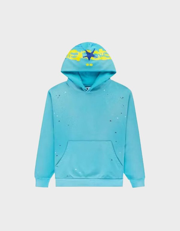 sp5der heavy web cyan hoodie sp5der heavy web cyan hoodie
