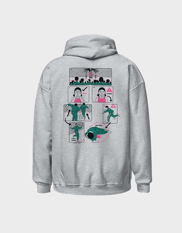squid game comic grey hoodie squid game comic grey hoodie